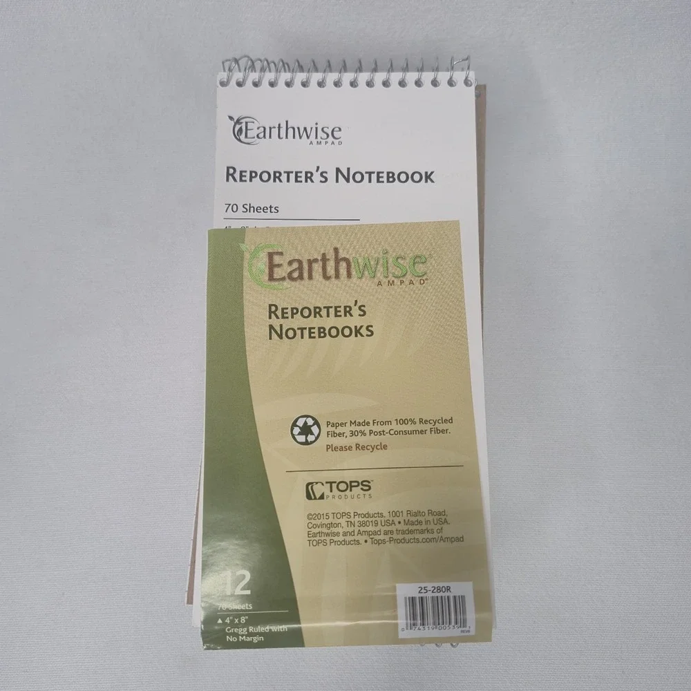 Ampad Earthwise Reporters Notebook 12 Pack 4x8 Gregg Ruled 70 Sheets 25-280R NEW